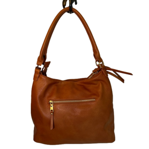 Antik Kraft vegan leather brown triple compartment satchel handbag, EUC